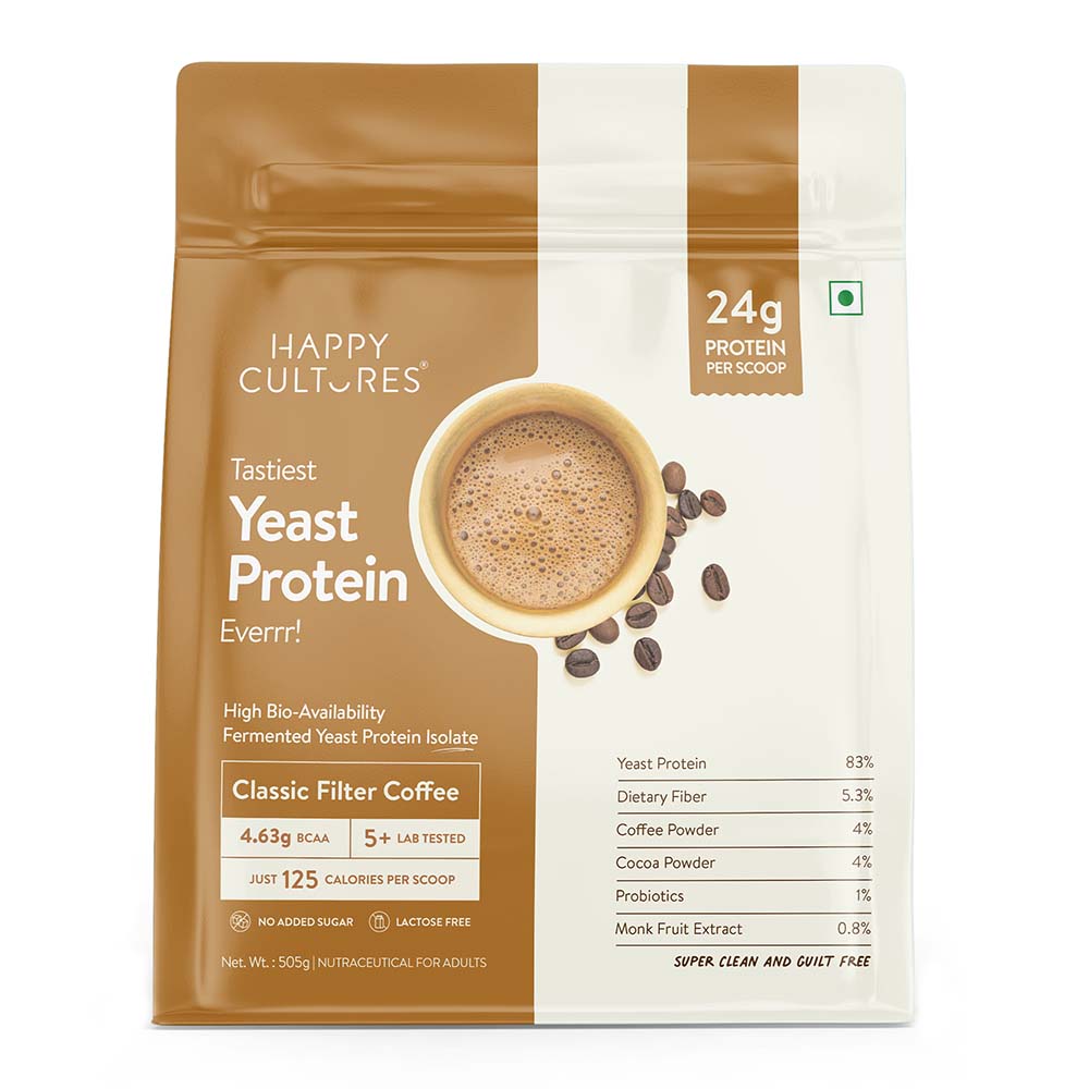 Happy Cultures 24g Tastiest Yeast Protein (Fermented) | Classic Filter Coffee
