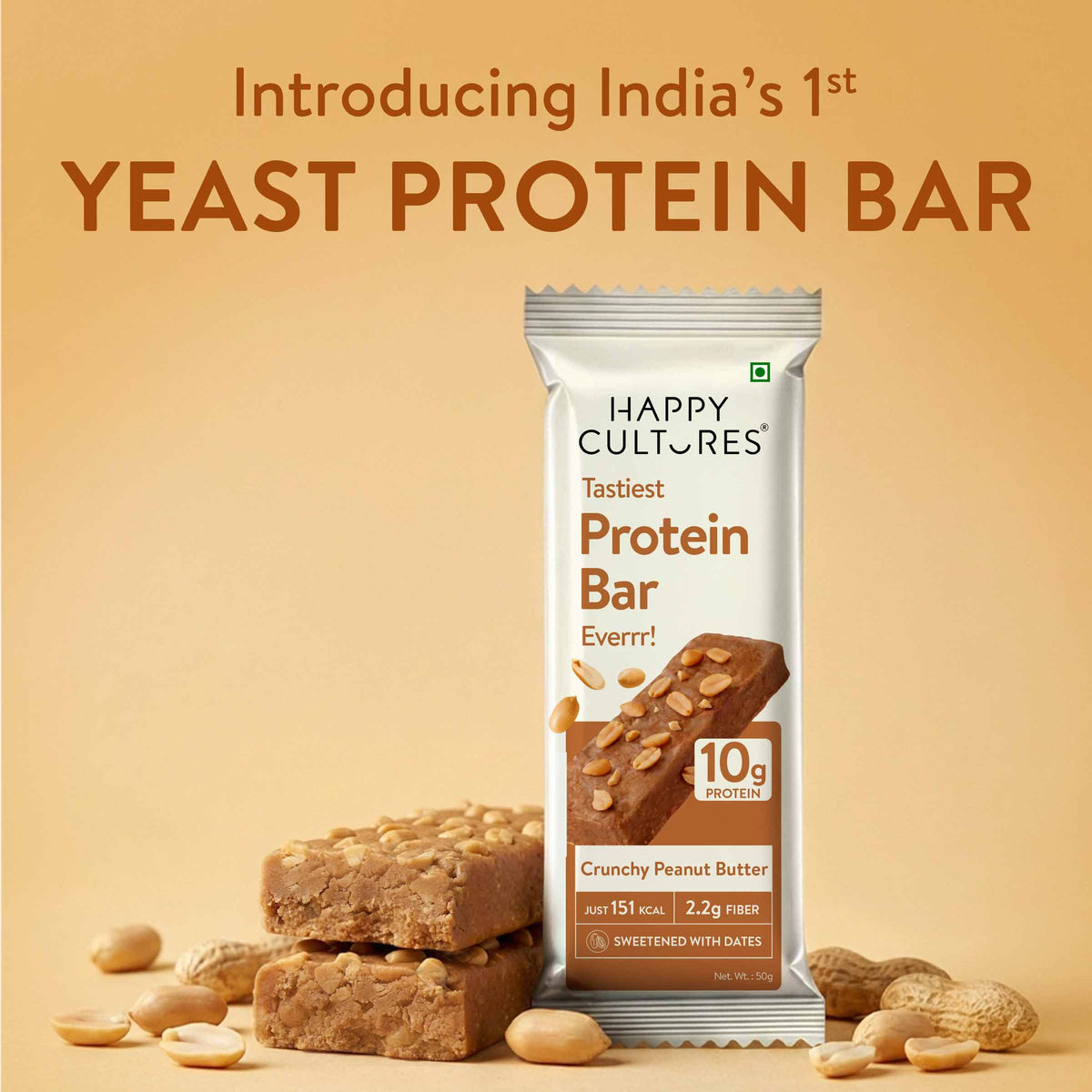 Happy Cultures 10g Tastiest Protein Bar - Peanut Butter