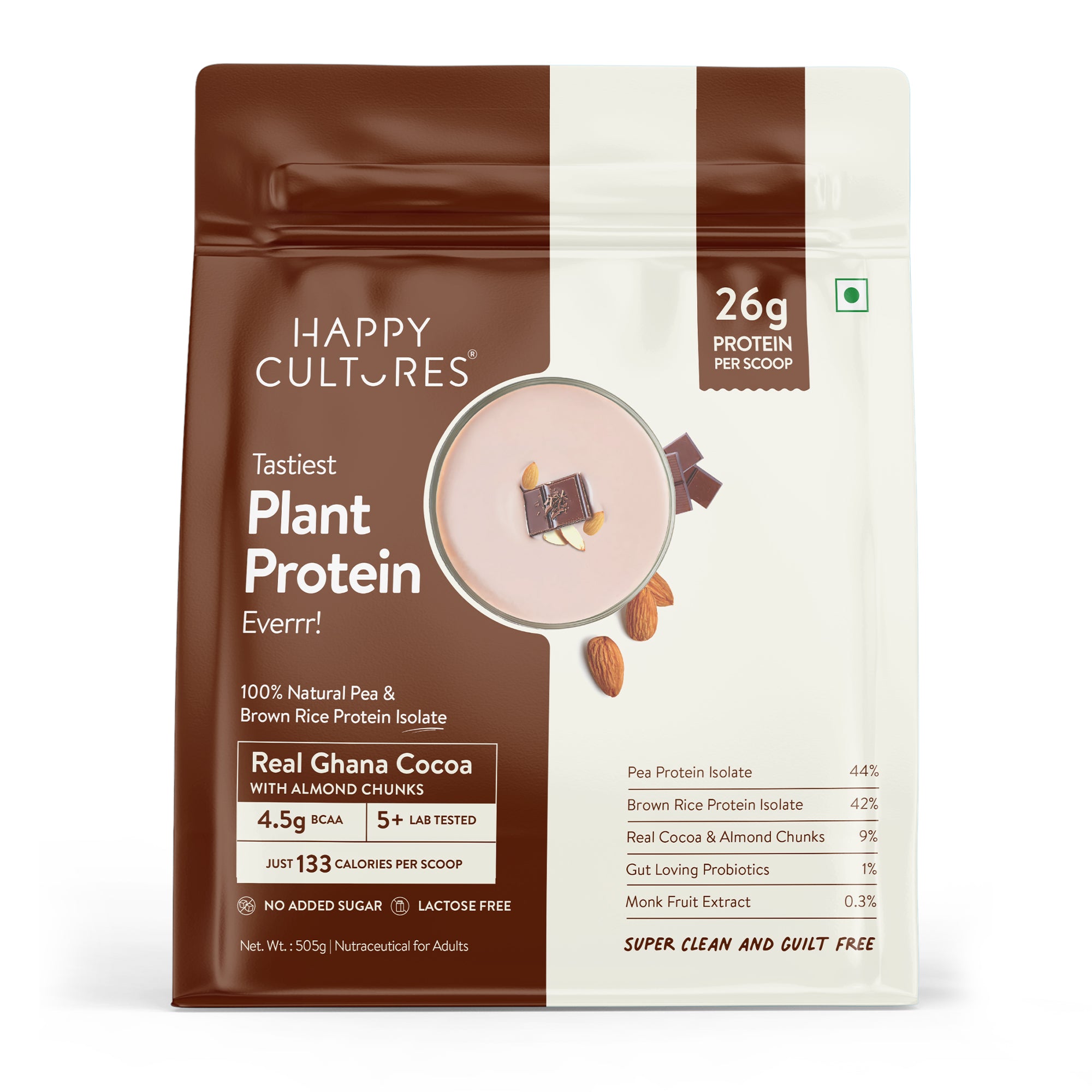The Tastiest Plant Protein Everrr | Real Ghana Cocoa | 26g Protein Per Scoop - Chocolate 505g