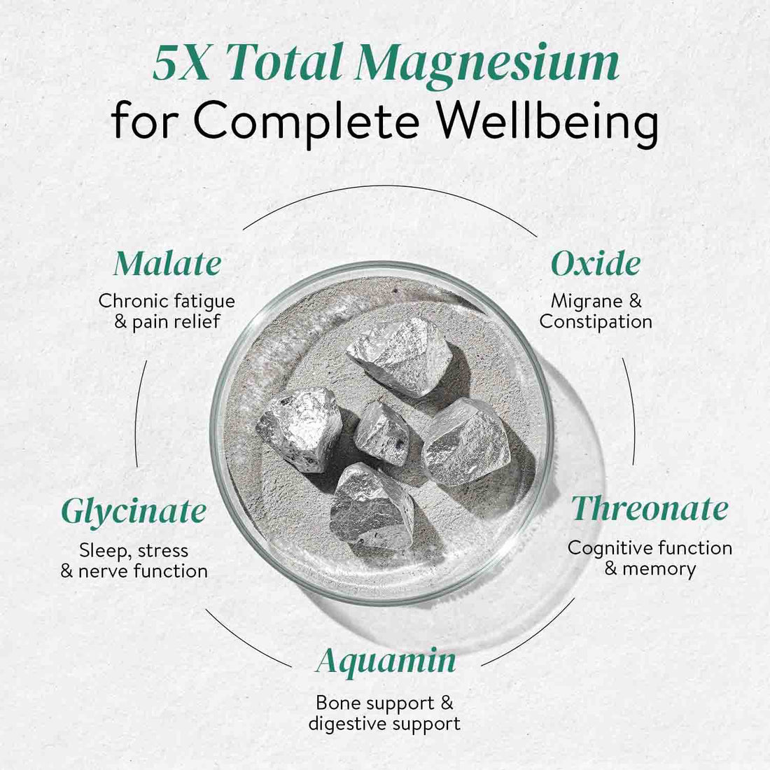 Happy Cultures 5X Total Magnesium | 1400mg Blend of 5x Mg Complex | 440mg Elemental Magnesium | Vitamin D3, K2, B6, B12