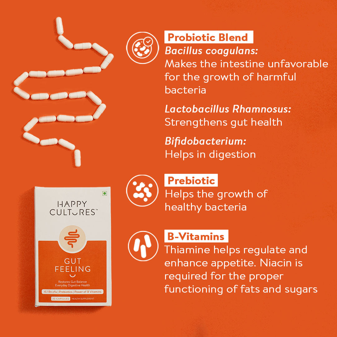Gut Feeling Capsules with Pre+Probiotics and B-vitamins