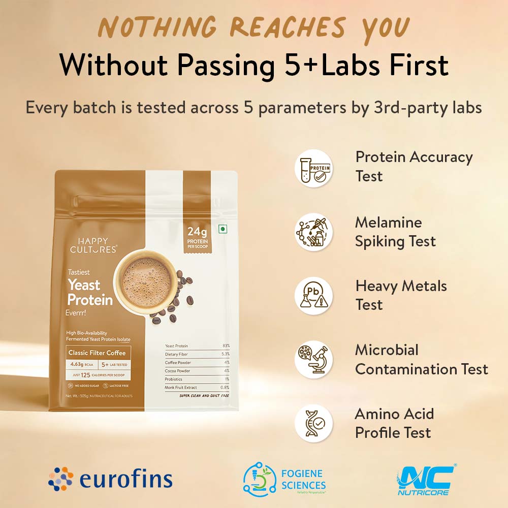 Happy Cultures 24g Tastiest Yeast Protein (Fermented) | Classic Filter Coffee