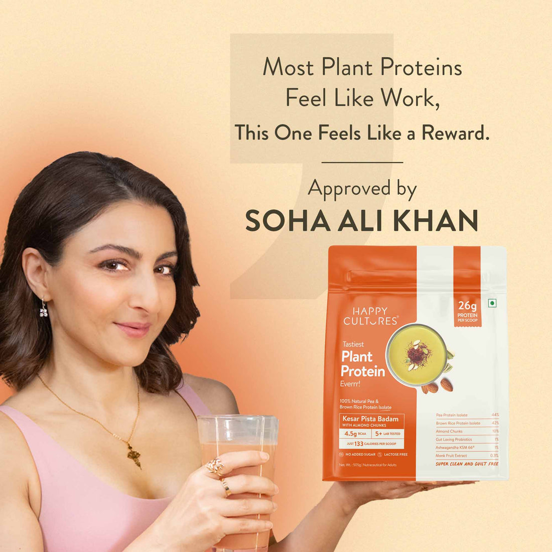 The Tastiest Plant Protein Everrr | Kesar Pista Badam | 26g Protein Per Scoop 505g - Kesar Pista