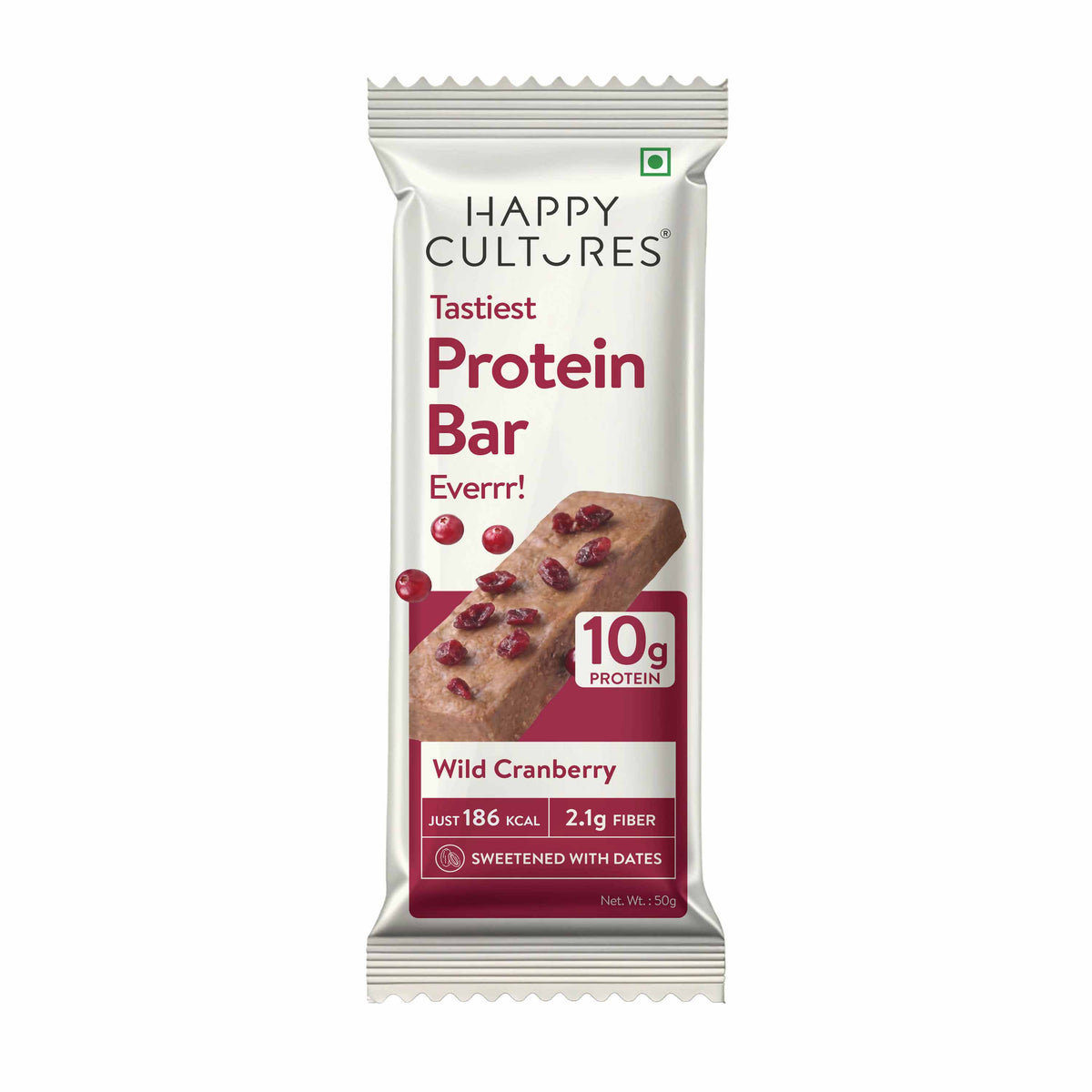 Happy Cultures 10g Tastiest Protein Bar - Wild Cranberry