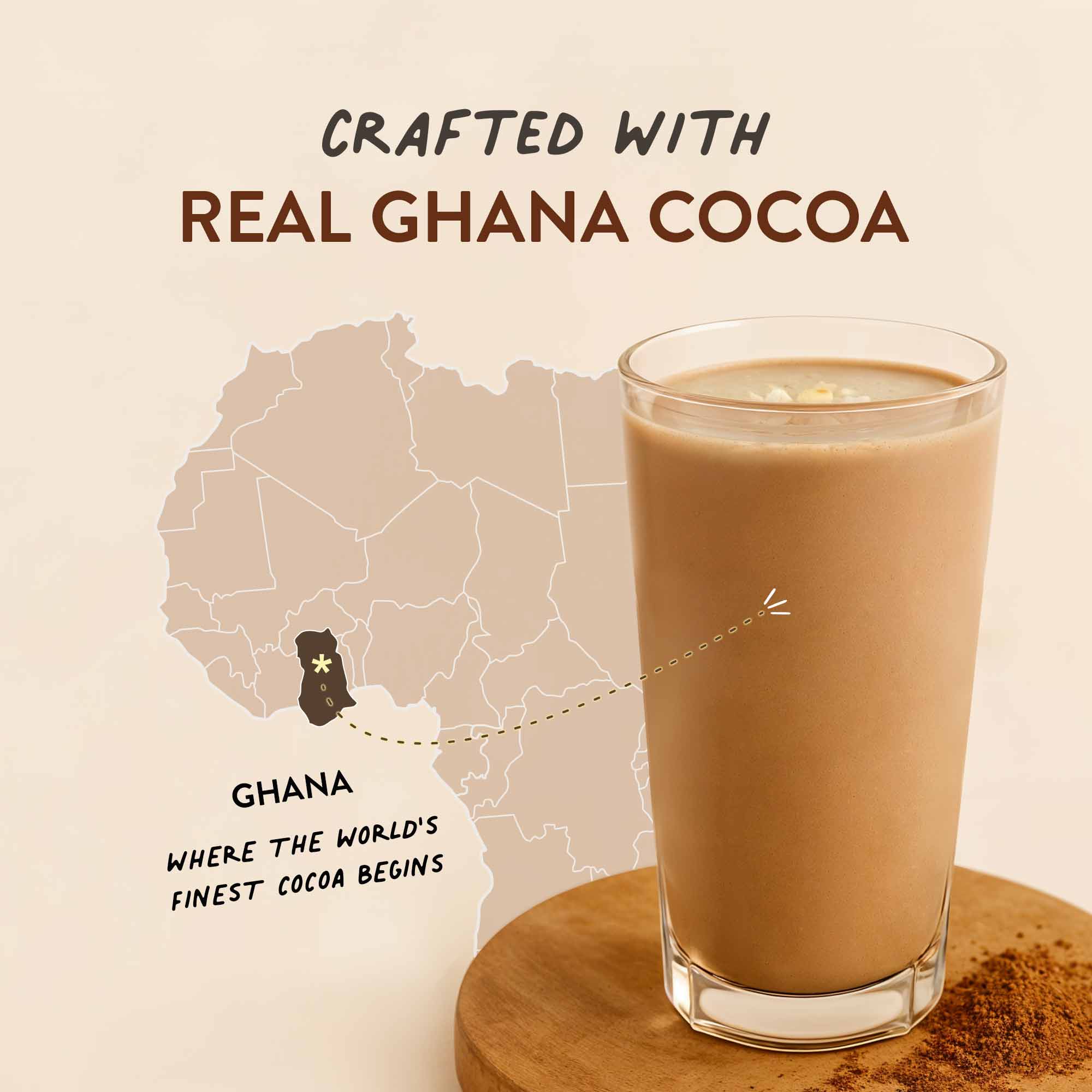 The Tastiest Plant Protein Everrr | Real Ghana Cocoa | 26g Protein Per Scoop 505g - Chocolate