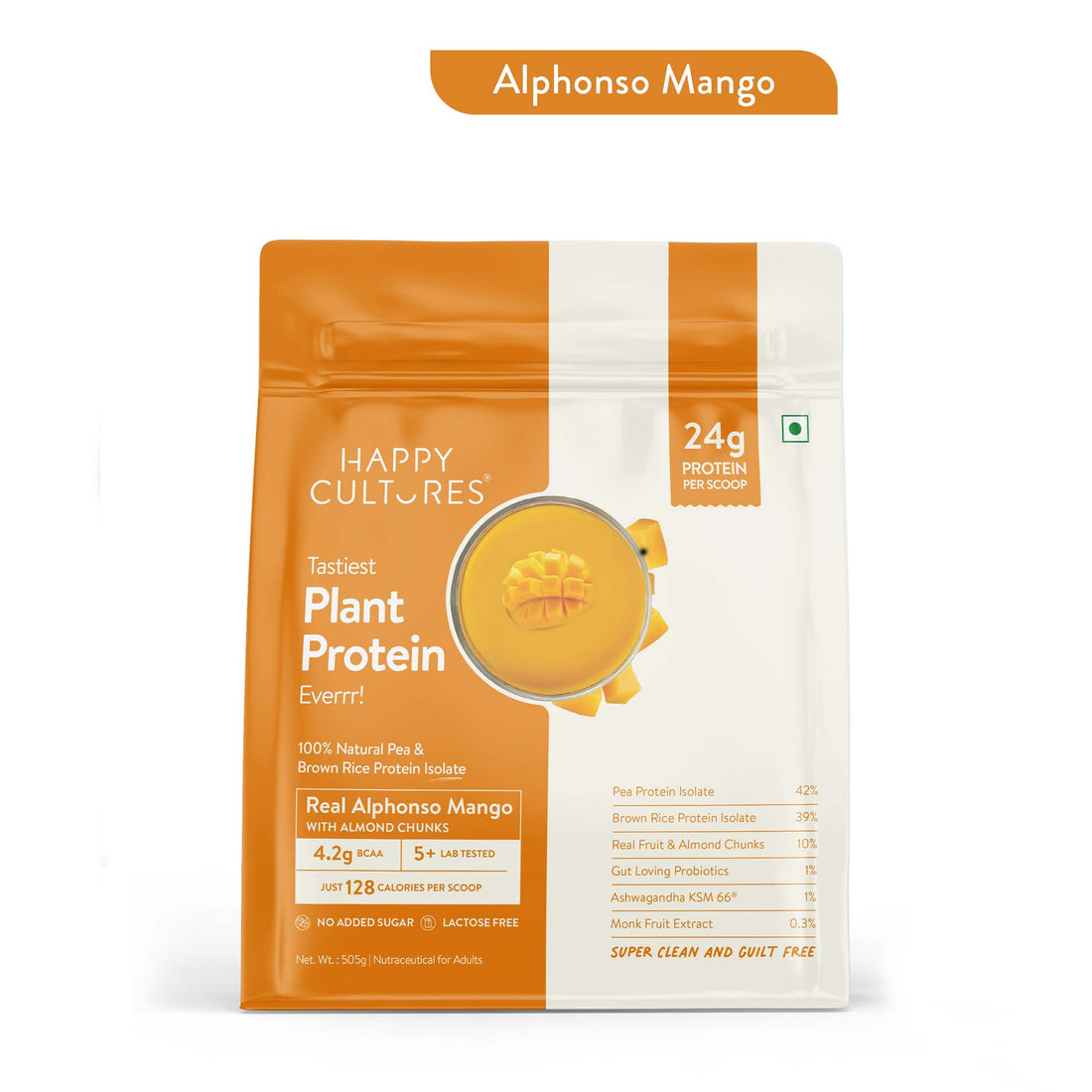 The Tastiest Plant Protein Everrr | Ratnagiri Alphonso Mango | 24g Protein Per Scoop 505g - Mango