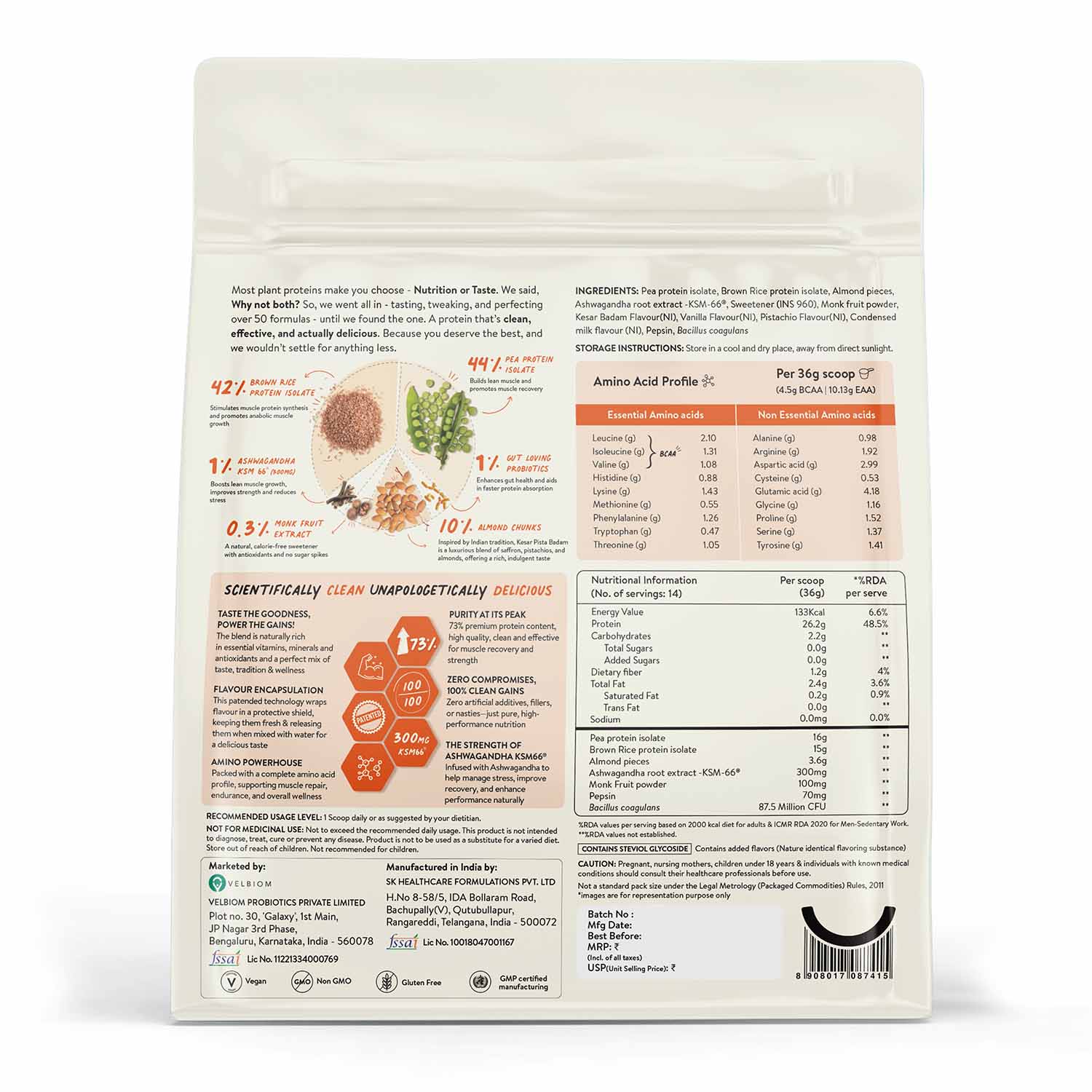 The Tastiest Plant Protein Everrr | Kesar Pista Badam | 26g Protein Per Scoop 505g - Kesar Pista
