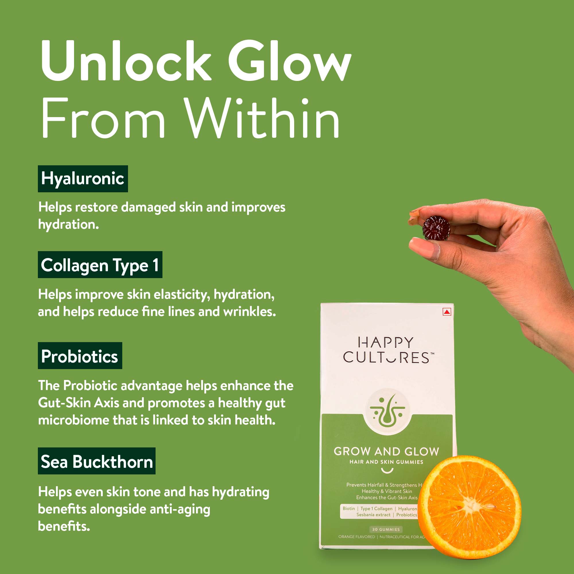 Grow and Glow Gummies for Healthy Hair & Skin