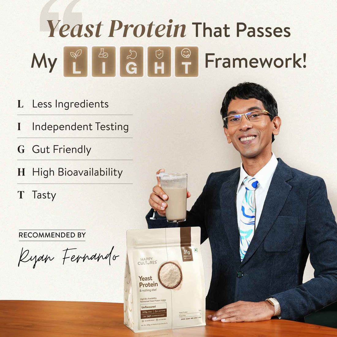 Happy Cultures 31g Yeast Protein (Fermented) - Unflavoured Yeast Protein