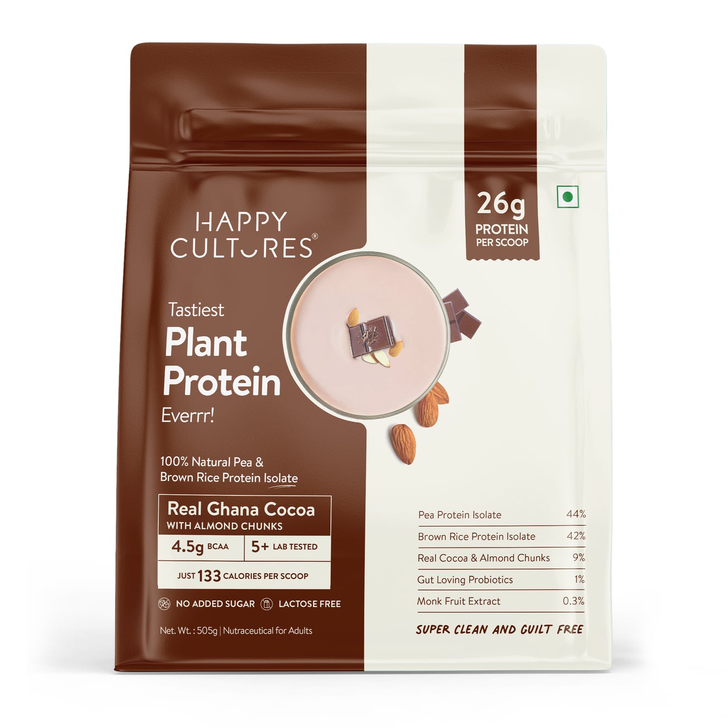 The Tastiest Plant Protein Everrr | Real Ghana Cocoa | 26g Protein Per Scoop - Chocolate 505g