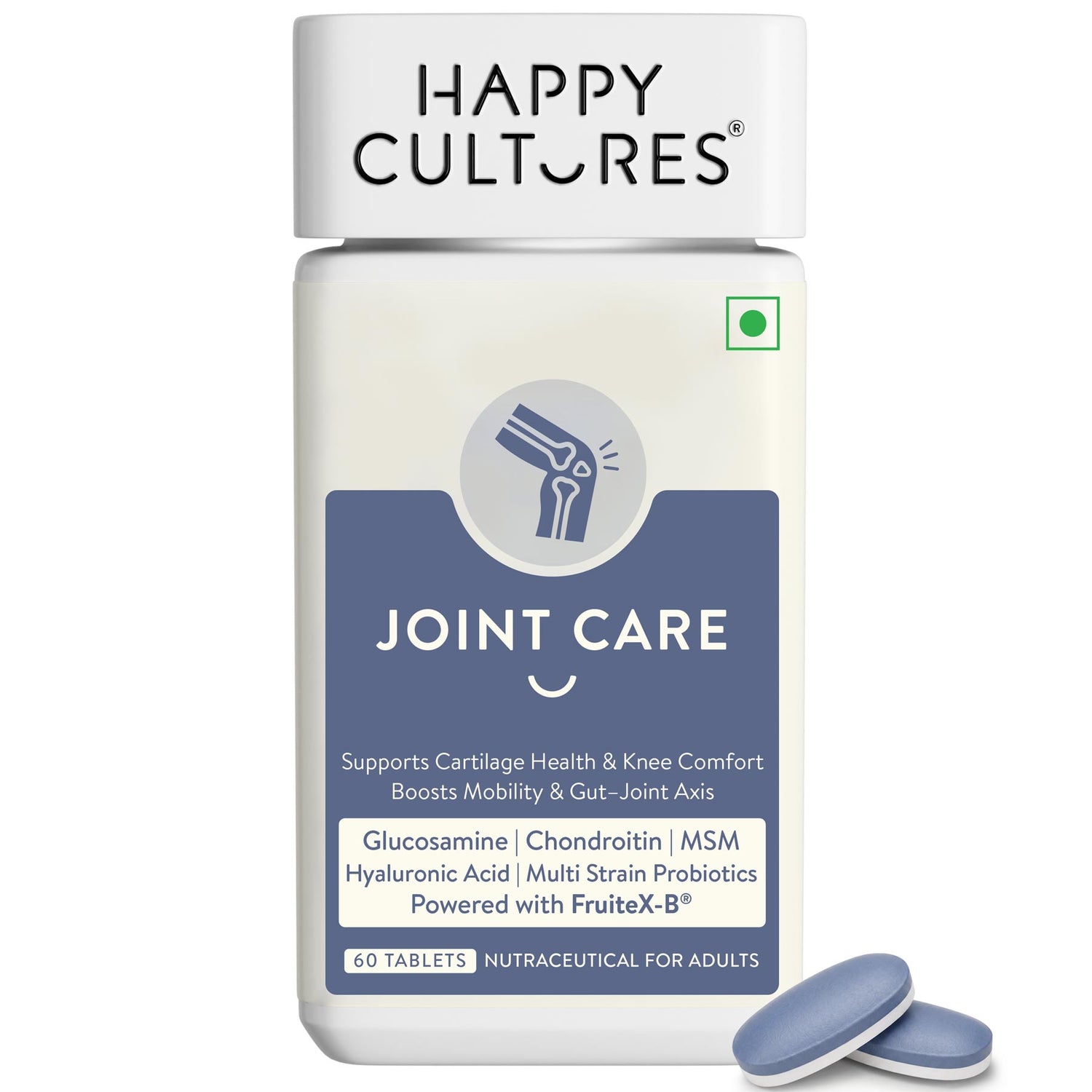 Happy Cultures Glucosamine Tablet for Joint Care With Vit D3 &amp; K2 ||  60 Tablets