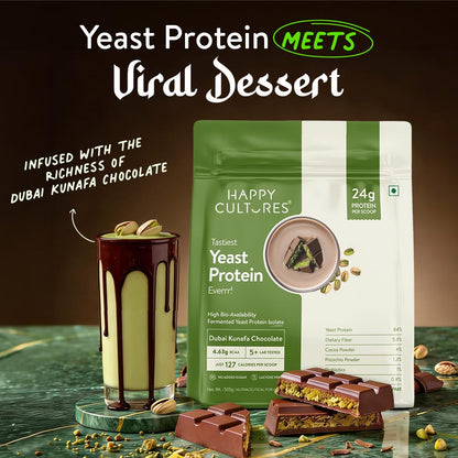 Happy Cultures 24g Tastiest Yeast Protein (Fermented) - Dubai Kunafa Chocolate