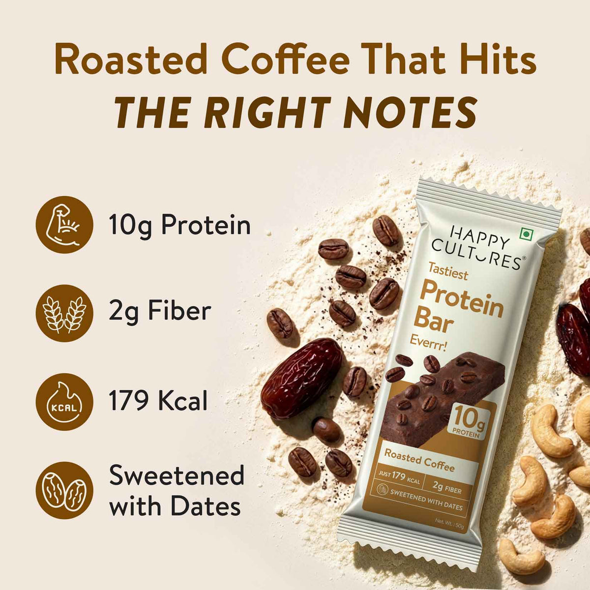 Happy Cultures 10g Tastiest Protein Bar - Roasted Coffee