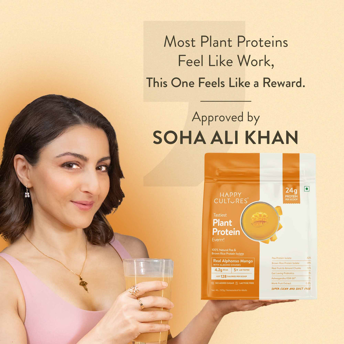 The Tastiest Plant Protein Everrr | Ratnagiri Alphonso Mango | 24g Protein Per Scoop 505g - Mango