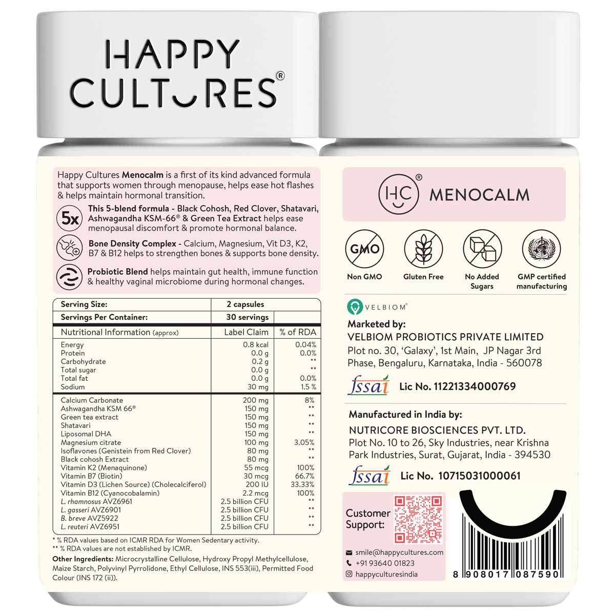 Happy Cultures MenoCalm for Hormonal Balance &amp; Estrogen Support