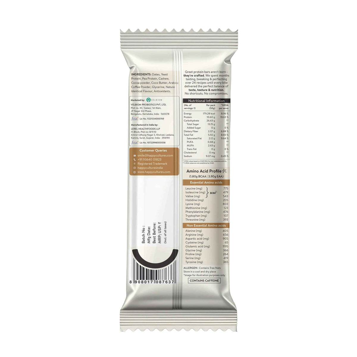 Happy Cultures 10g Tastiest Protein Bar - Roasted Coffee