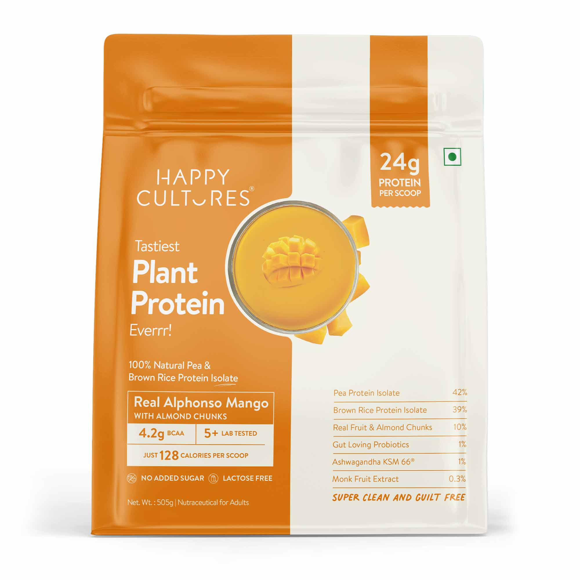 The Tastiest Plant Protein Everrr | Ratnagiri Alphonso Mango | 26g Protein Per Scoop - Mango 505g