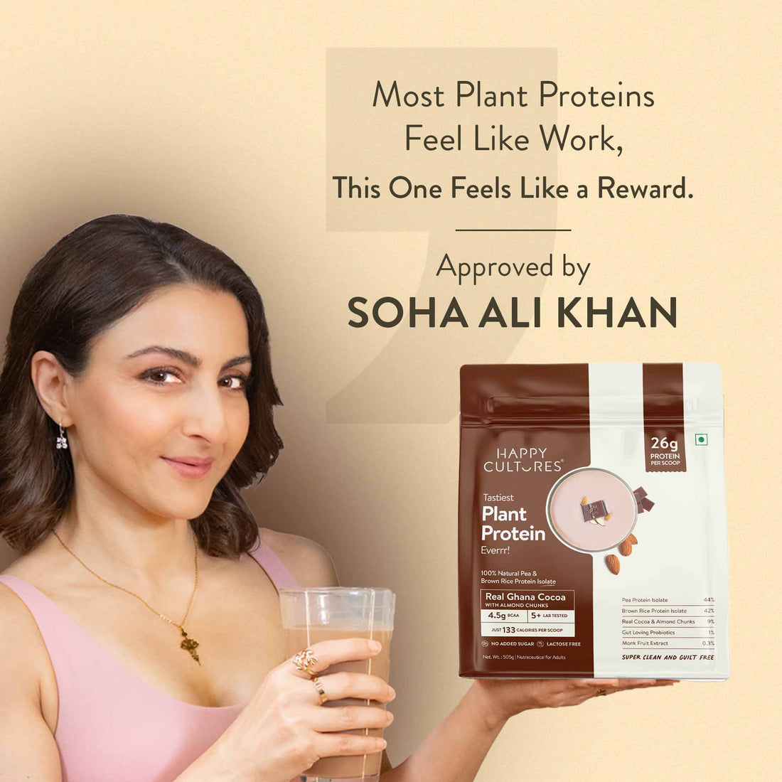 The Tastiest Plant Protein Everrr | Real Ghana Cocoa | 26g Protein Per Scoop 505g - Chocolate