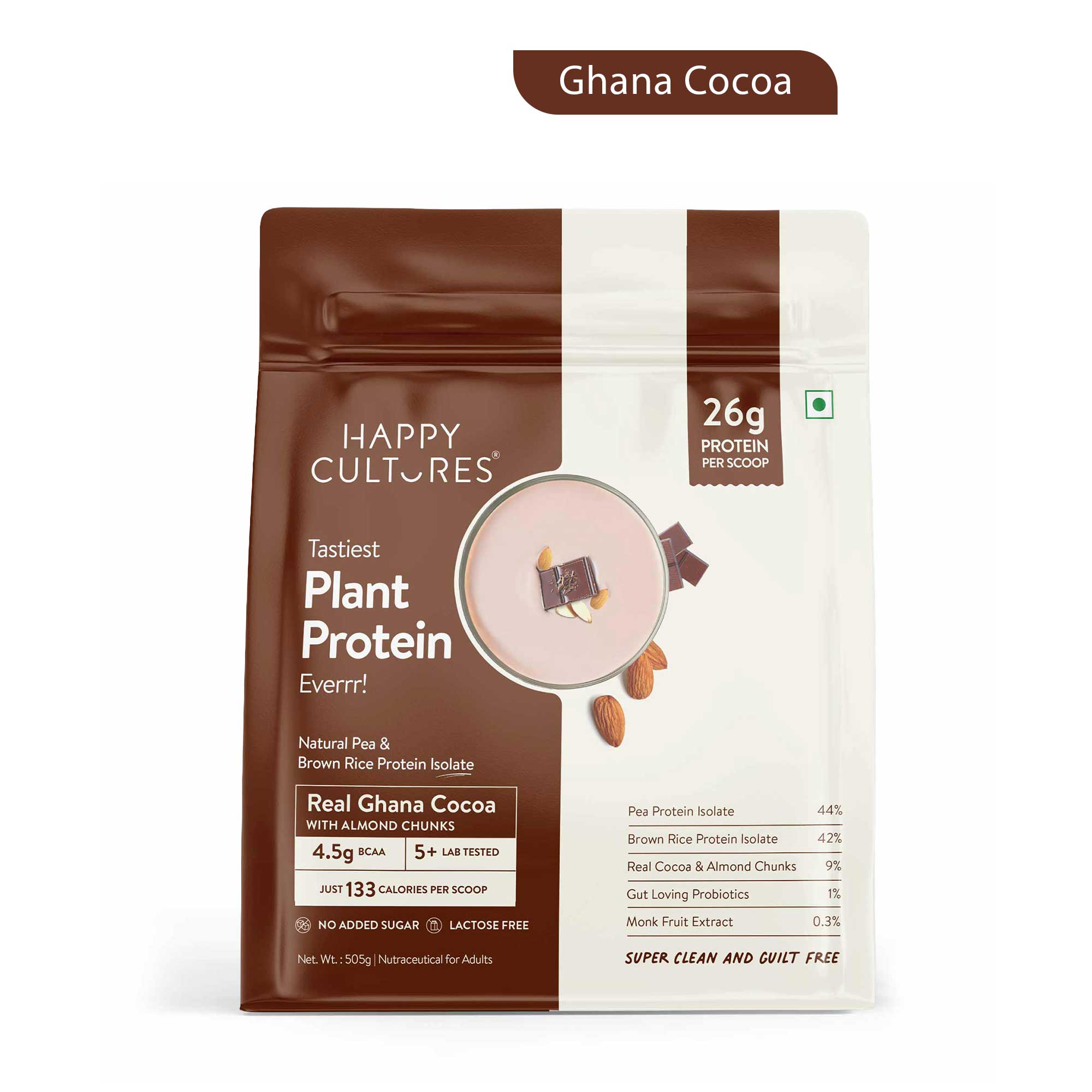 The Tastiest Plant Protein Everrr | Real Ghana Cocoa | 26g Protein Per Scoop 505g - Chocolate